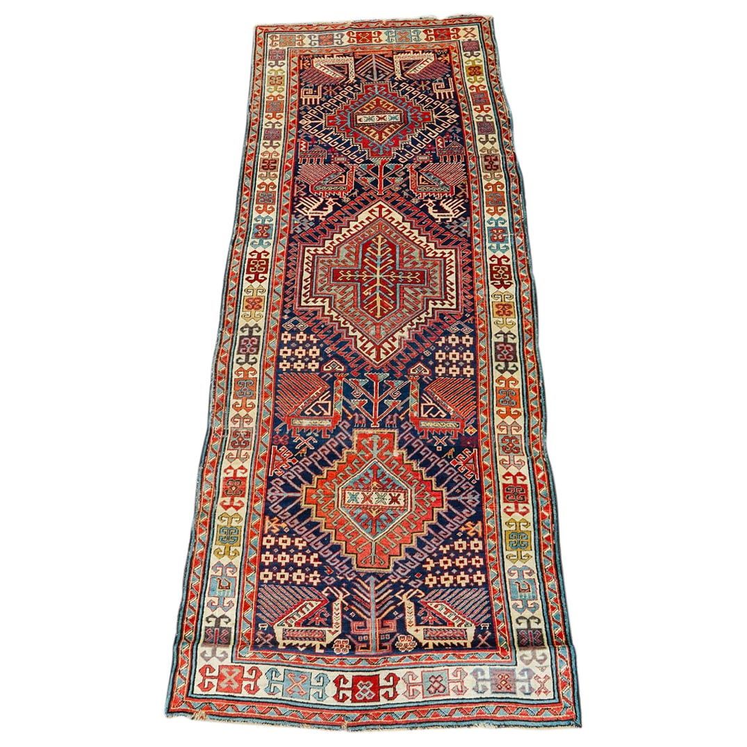19th Century Azerbaijani Caucasian Akstafa Wool Runner Rug (1 of 10)