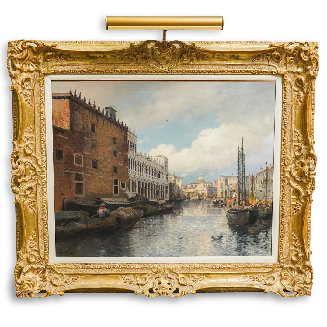Hermann Herzog (1832-1932) Venetian Oil On Canvas Painting (1 of 7)
