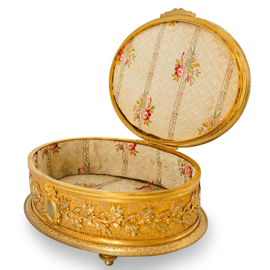19th Century French Oval Dore Bronze Vanity Box (1 of 9)