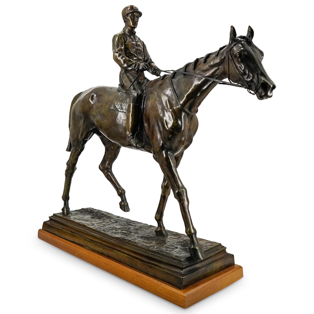 Isodore Bonheur (French 1827-1901) Bronze Kincsem W/ Charles Madden Statue (1 of 11)