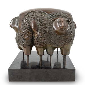 Immi C. Storrs (American, B. 1945) Three Sheep Bronze