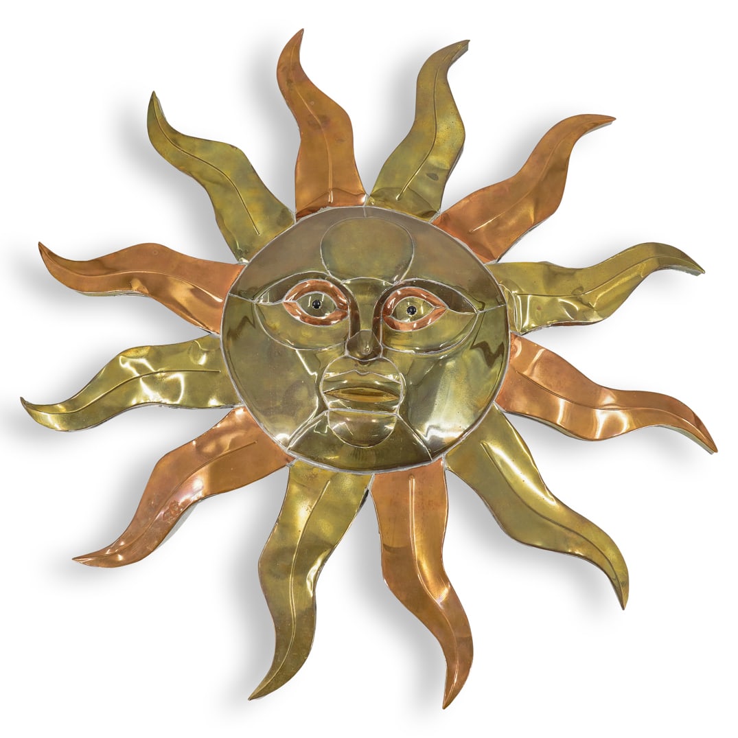 Sergio Bustamante (Mexico, B. 1949) Gilt Brass And Copper Sun Wall Sculpture (1 of 7)