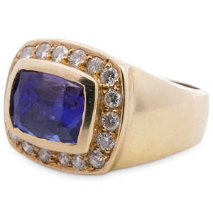 18k Gold, Tanzanite and Diamond Ring