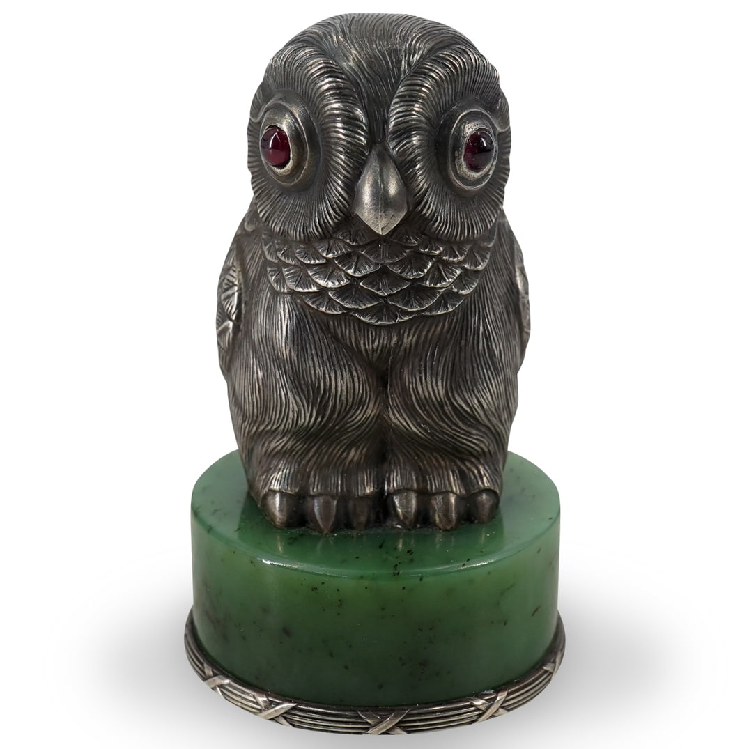 Faberge Style Silver & Ruby Owl Figure (1 of 10)