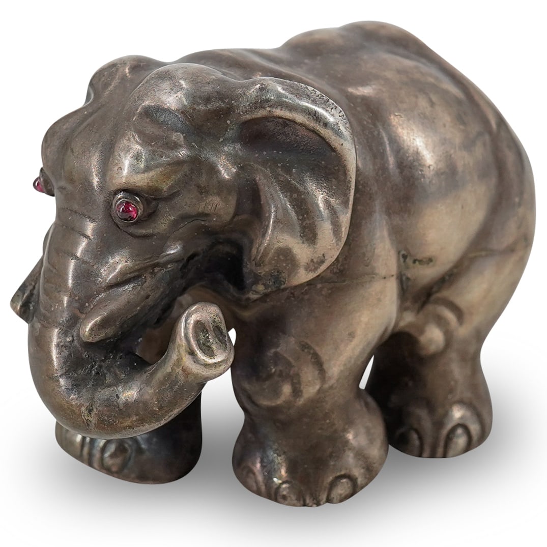 Faberge Style Silver & Garnet Elephant Figure (1 of 9)