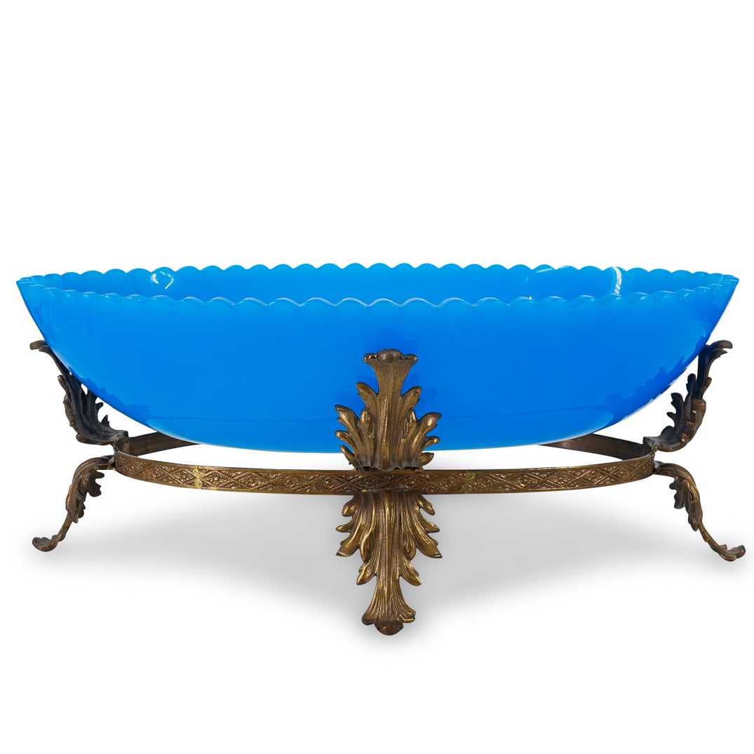 Antique French Palais Royal Blue Opaline Glass & Dore Bronze Centerpiece (1 of 9)