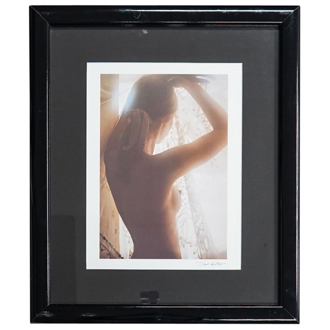 (2pc) David Hamilton Lithographic Prints: DESCRIPTION: (2pc) David Hamilton lithographic photography prints, depicting young women in nude poses. Each signed in ink (Lower Right) mounted in black frame. CIRCA: 20th Cent. ORIGIN: USA DIMENSION