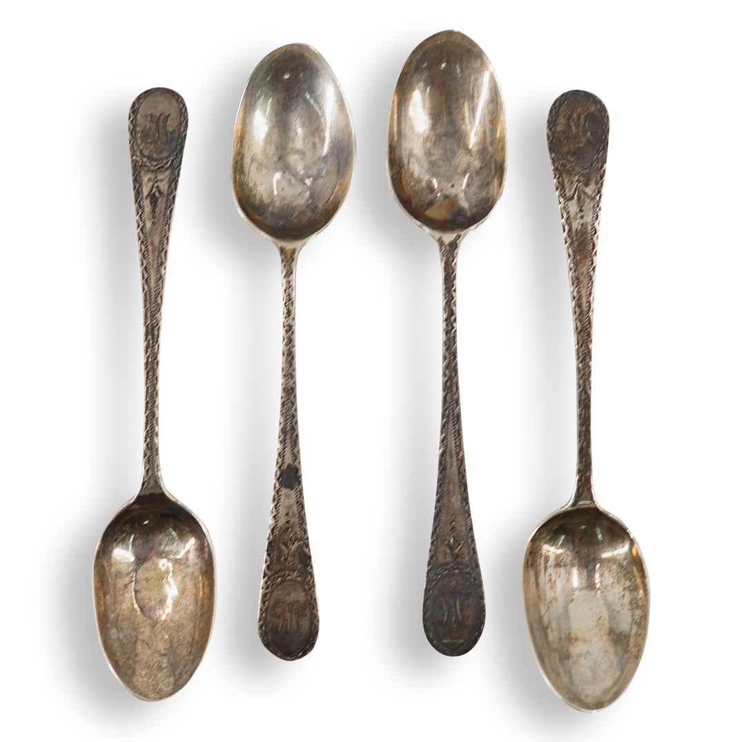 (4 Pc) Holland, Son, & Slater Sterling Silver Teaspoon Set (1 of 8)