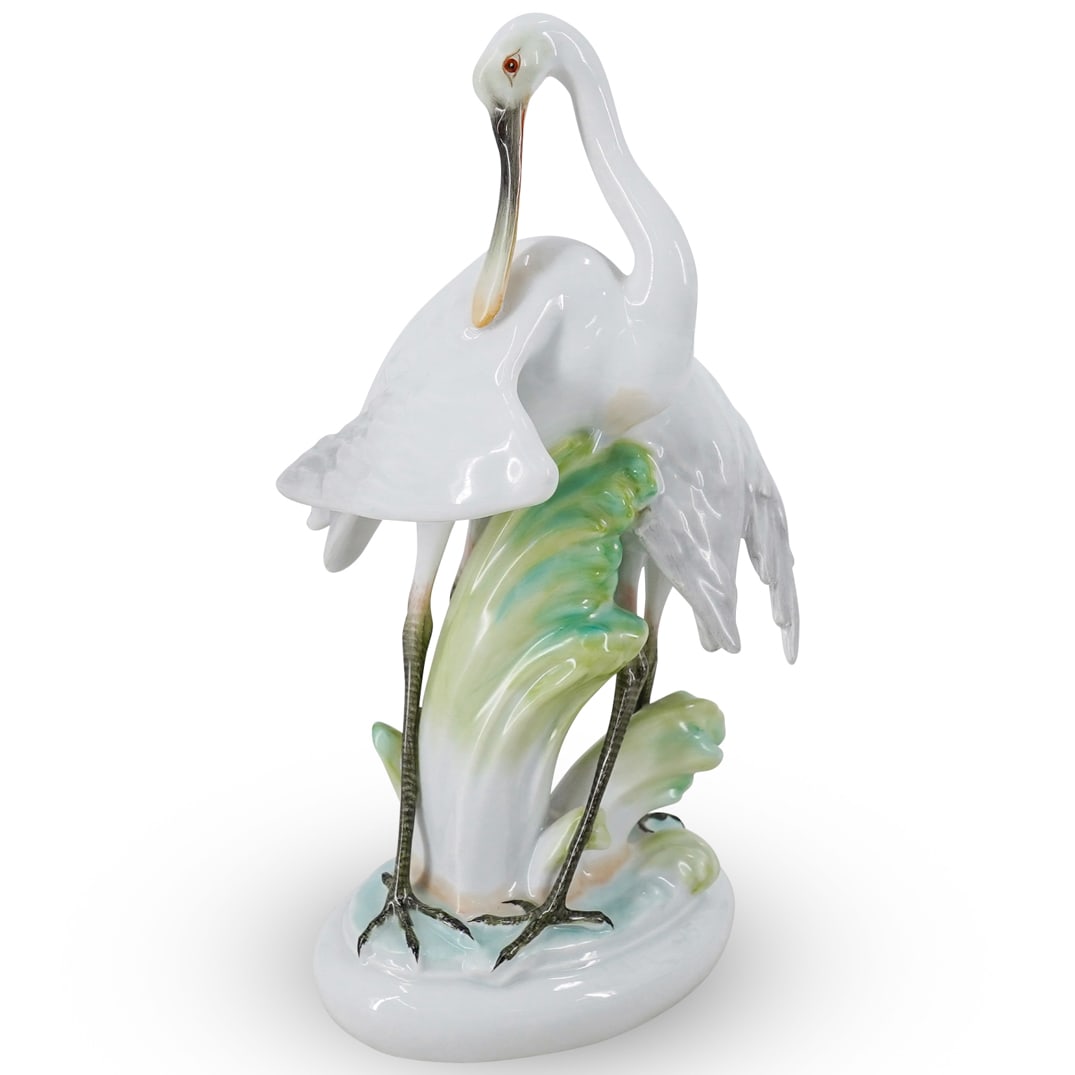 Herend Hungary "Pair Of Cranes" Porcelain Figurine (1 of 9)