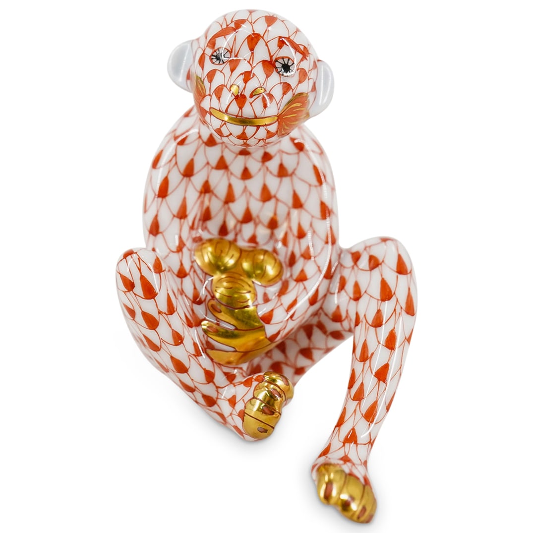 Herend Porcelain "Monkey" Rust Fishnet Figurine (1 of 5)