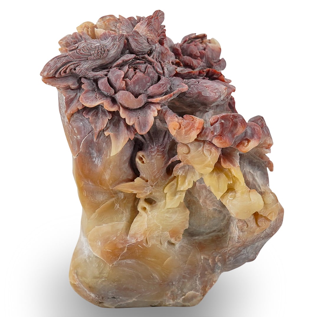 Chinese Birds & Flowers Soapstone Carving (1 of 6)