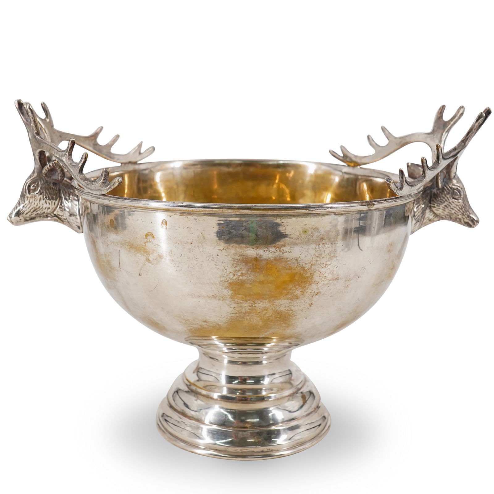 International Silver SIlverplate Footed Bowl W/ Deer Antler Handles (1 of 10)