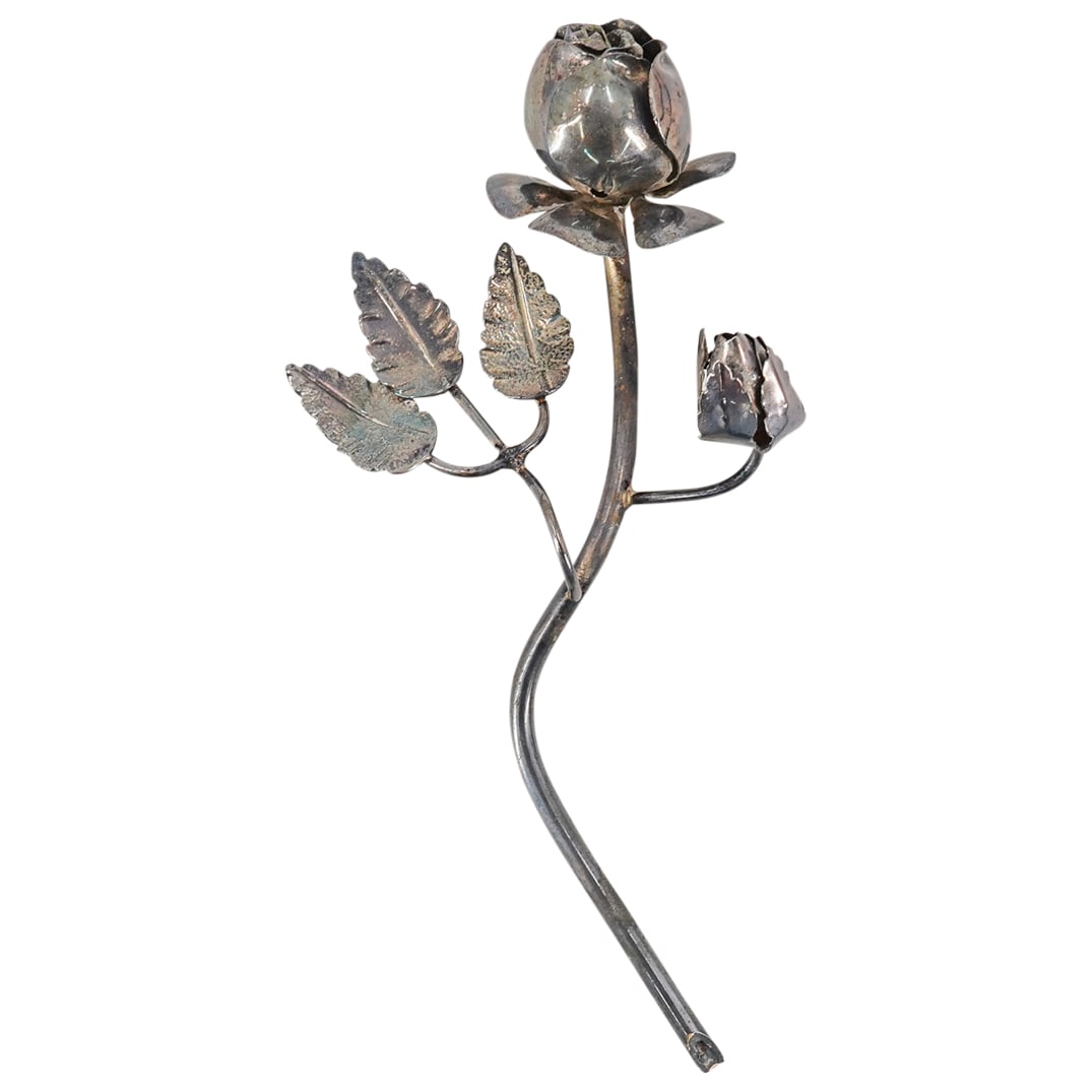 Antique Silver Plated Rose Bud (1 of 8)
