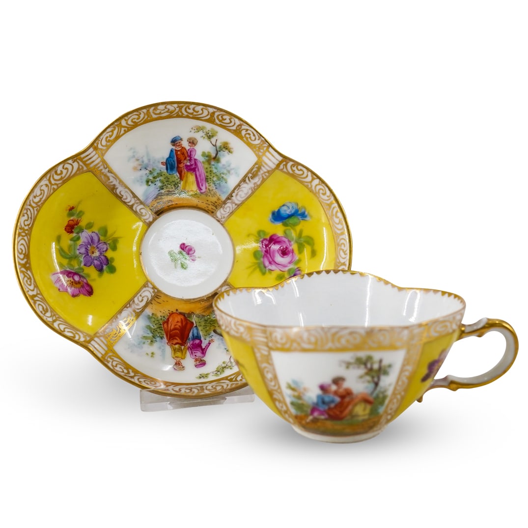 (2 Pc) Antique RK Dresden Porcelain Demitasse Cup & Saucer Set (1 of 15)