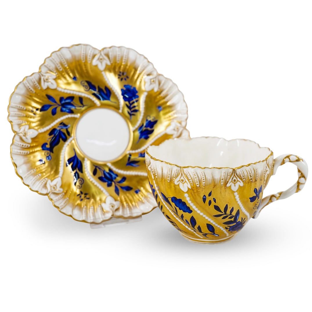 (2 Pc) Antique English Coalport Porcelain Cup & Saucer Set (1 of 11)
