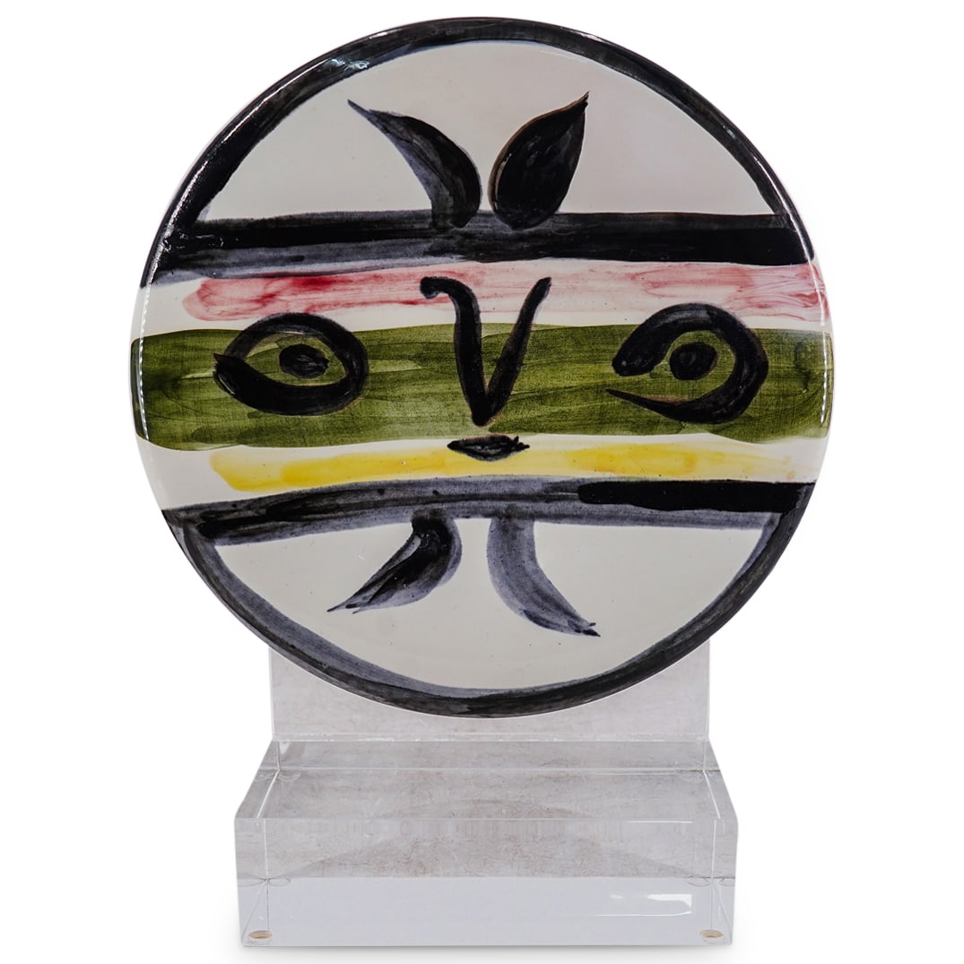 Pablo Picasso (1881-1973) Ceramic Visage No. 101 (A. R. 475): DESCRIPTION: Pablo Picasso (1881-1973) Ceramic Visage No. No. 101 (A. R. 475) stamped and marked 'No. 101, / Edition Picasso / Madoura / 47/150' (underneath) white earthenware ceramic plate, partially