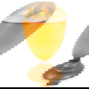 Tiffany Studios New York "Tell el-Amarna" Gold Favrile Glass Vase: DESCRIPTION: Tiffany Studios "Tell el-Amarna" Gold Favrile Glass Vase. Designed with an iridescent gold hued body, and iridescent painted patterned motifs. Signed L.C.T. numbered 3445. CIRCA: Early