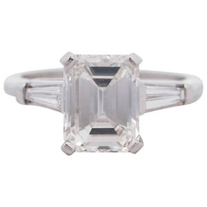GIA 3.17 Emerald Cut Diamond and Platinum Ring