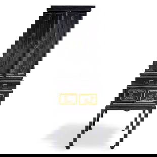 Rare Antique Japanese Meiji Lacquered Butsudan Buddhist Altar Cabinet: DESCRIPTION: Antique butsudan Buddhist altar shrine composed of two segments - an upper shrine proper and a lower cabinet of drawers - each coated in black lacquer with gilt overlay accenting.