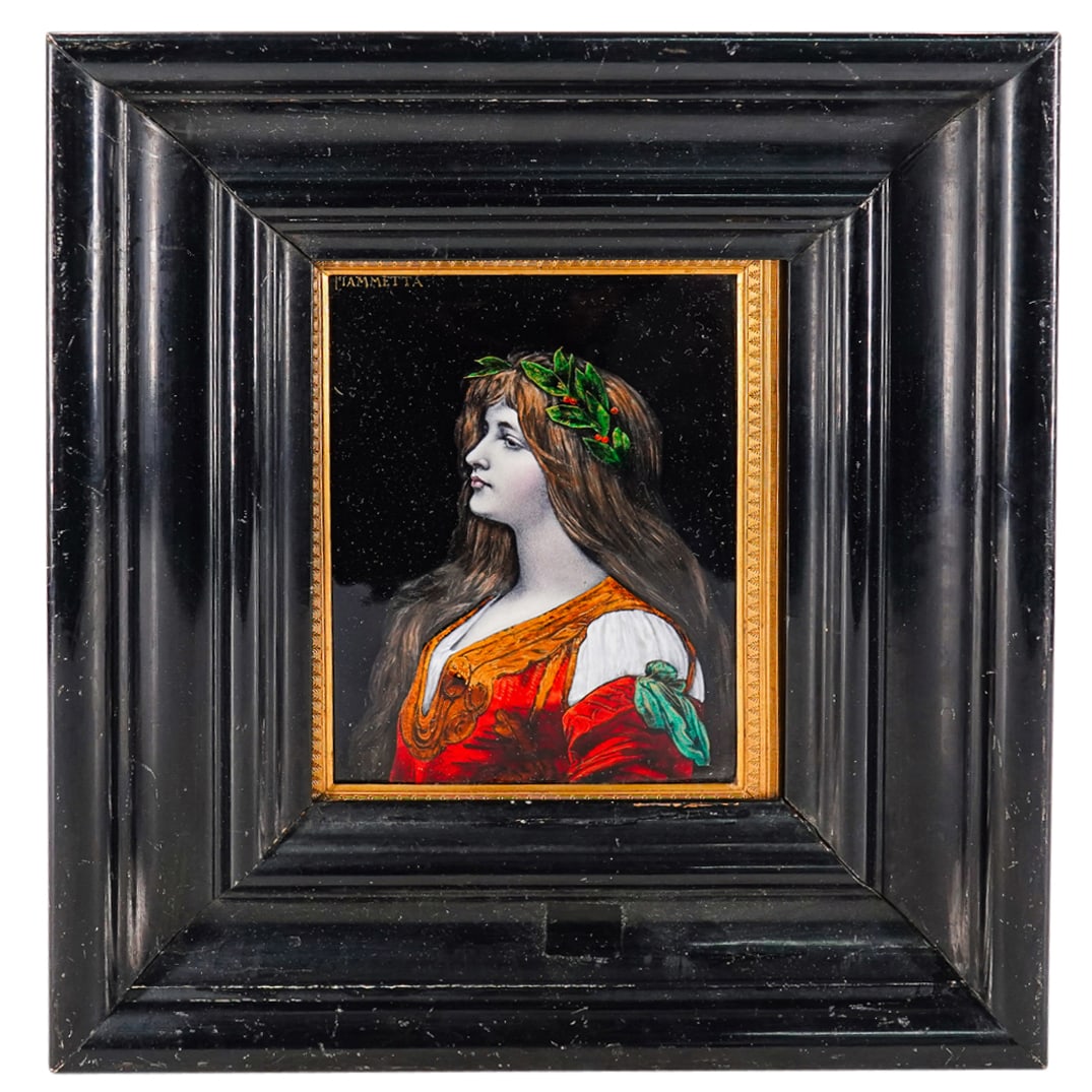 Art Nouveau Limoges Enamel Portrait Plaque (1 of 5)