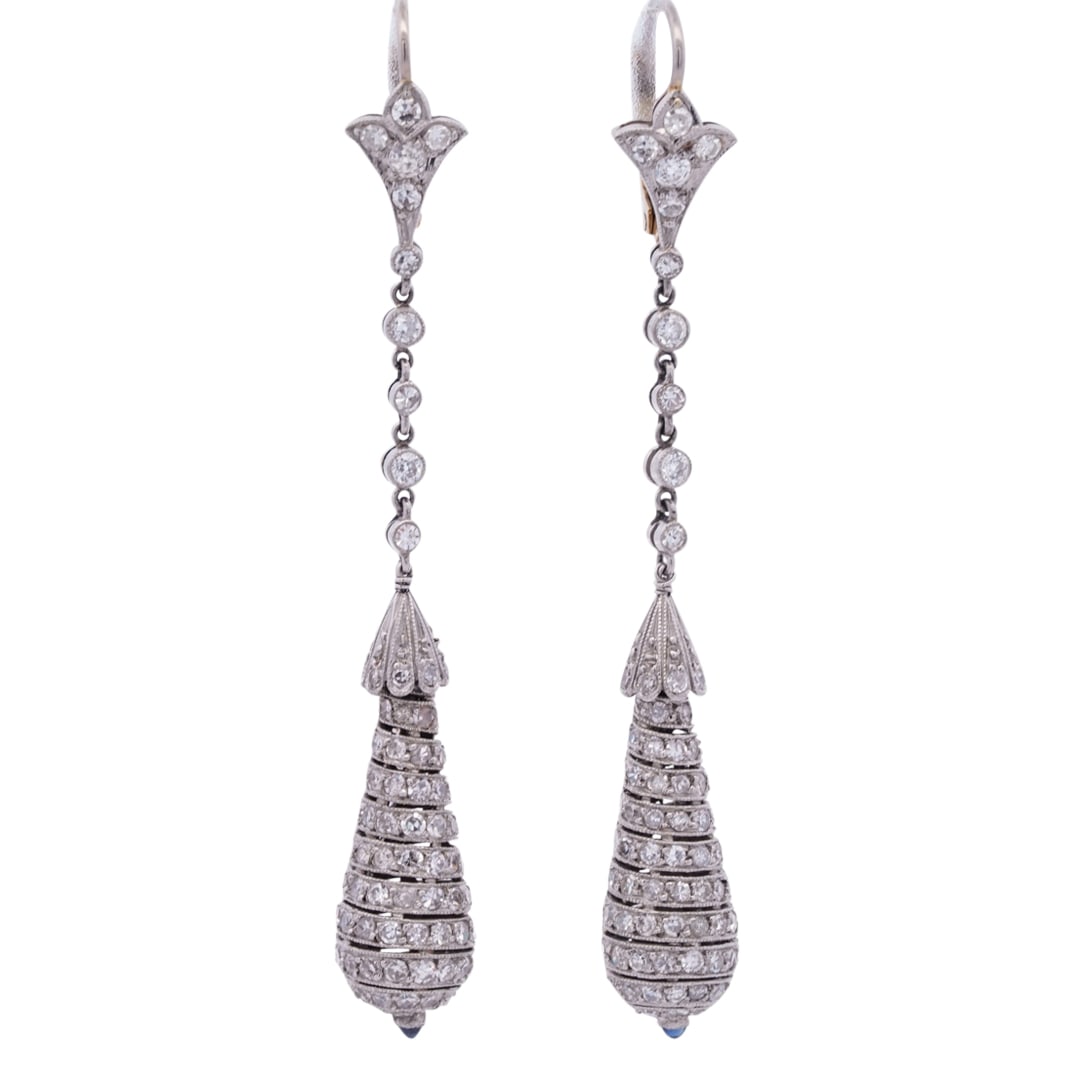 Belle Epoque Platinum and Diamond Drop Earrings (1 of 5)