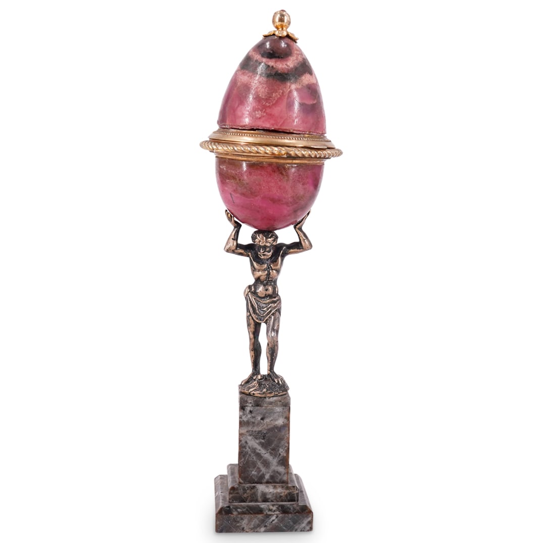 Austrian Silver Rhodonite Mounted Atlas Figural Inkwell (1 of 13)