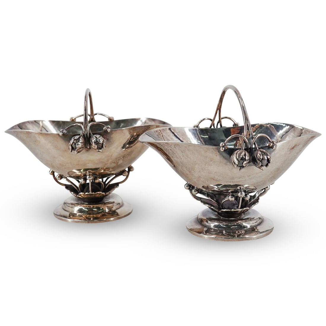 (2 Pc) Danish Georg Jensen Sterling Silver Candy/Nut Baskets (1 of 8)