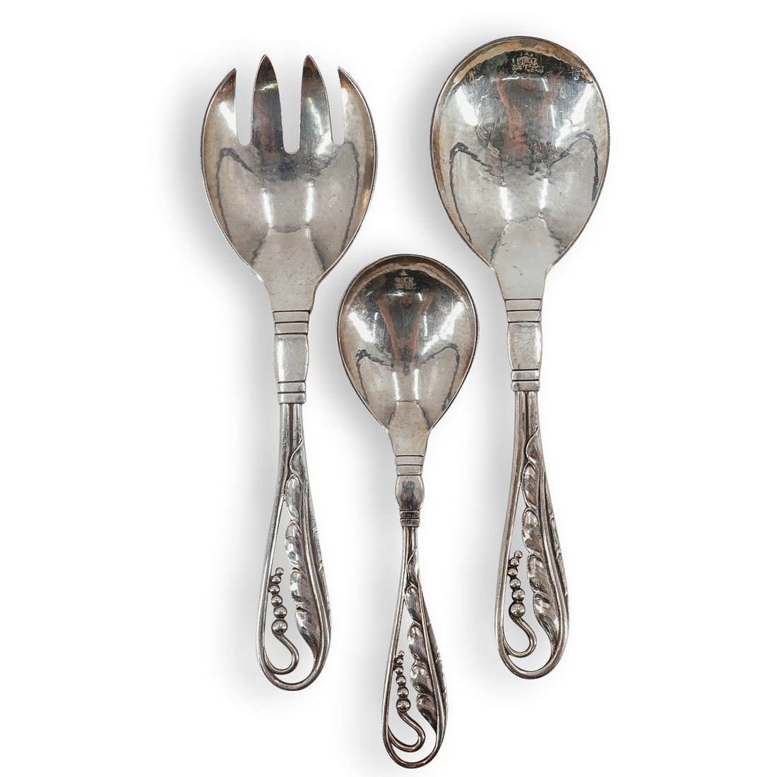 (3 Pc) Danish Georg Jensen Sterling Silver 3-Pc Serving Utensils Set (1 of 13)