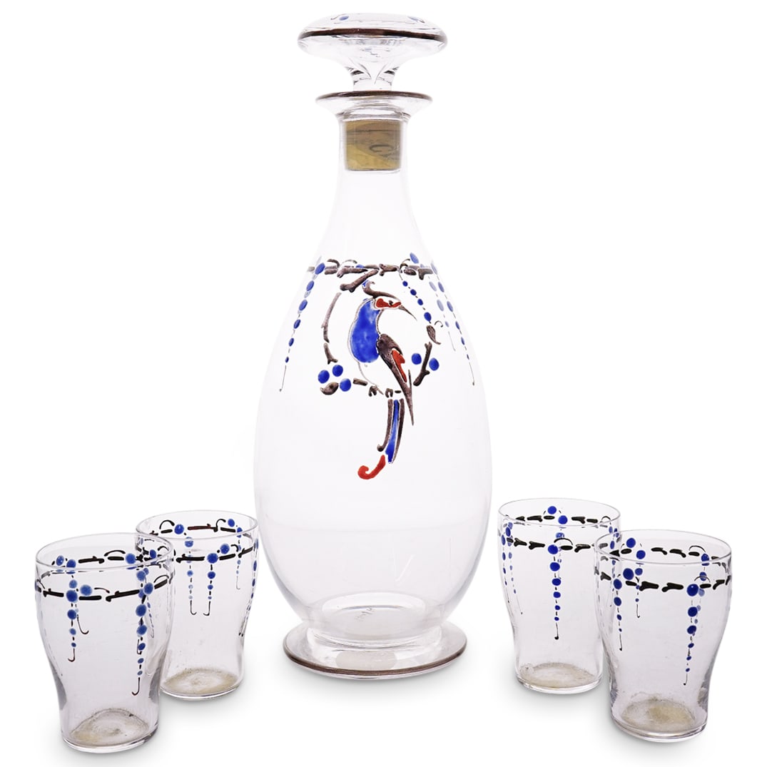 Ex-Christies Marcel Goupy (1886-1954) Enameled Glass Liquor Set (1 of 11)