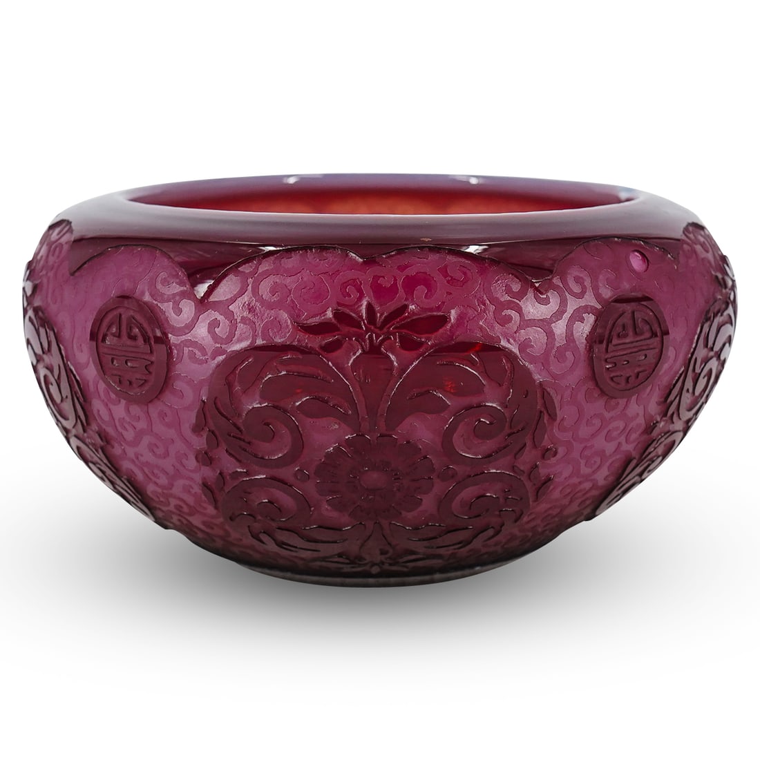 Antique Steuben Glass Acid Etched Plum Jade Bowl (1 of 9)