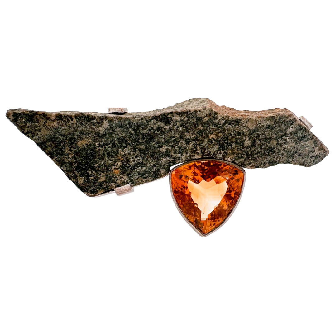 Sam Shaw Sterling Silver, Granite and Citrine Brooch (1 of 4)