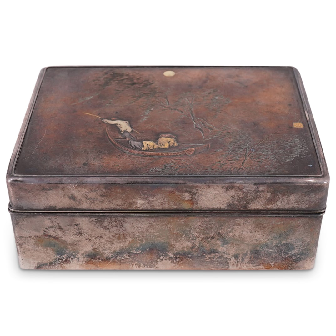 Antique Japanese Meiji Sterling Silver, Mixed Metal, And Lacquered Box (1 of 10)