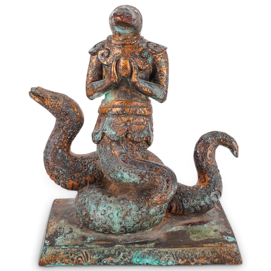 Antique Sino Tibetan Buddhist Bronze Nagas On Platform (1 of 9)