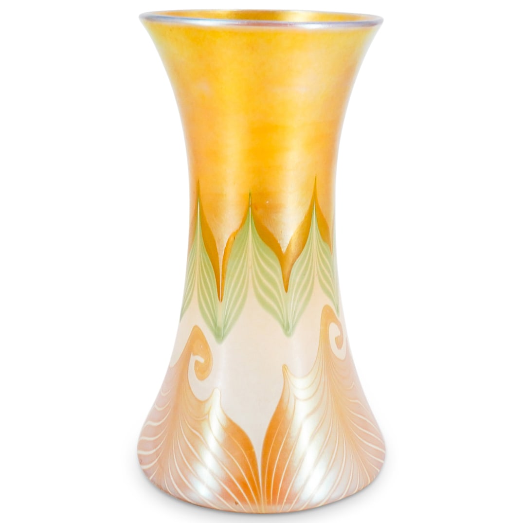 Quezal Decorated Art Glass Vase (1 of 9)