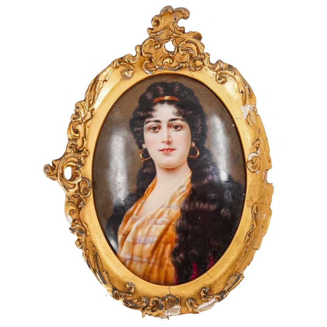 After Paul Thumann Gypsy Woman KPM Porcelain Portrait Plaque (1 of 6)