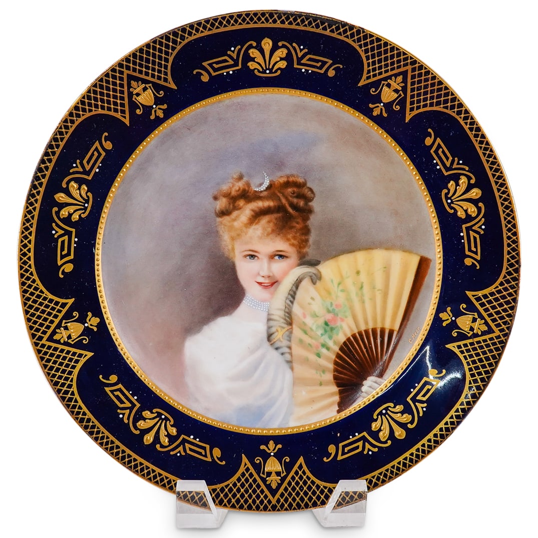 Antique Royal Vienna Porcelian Woman With Fan Portrait Plate (1 of 6)