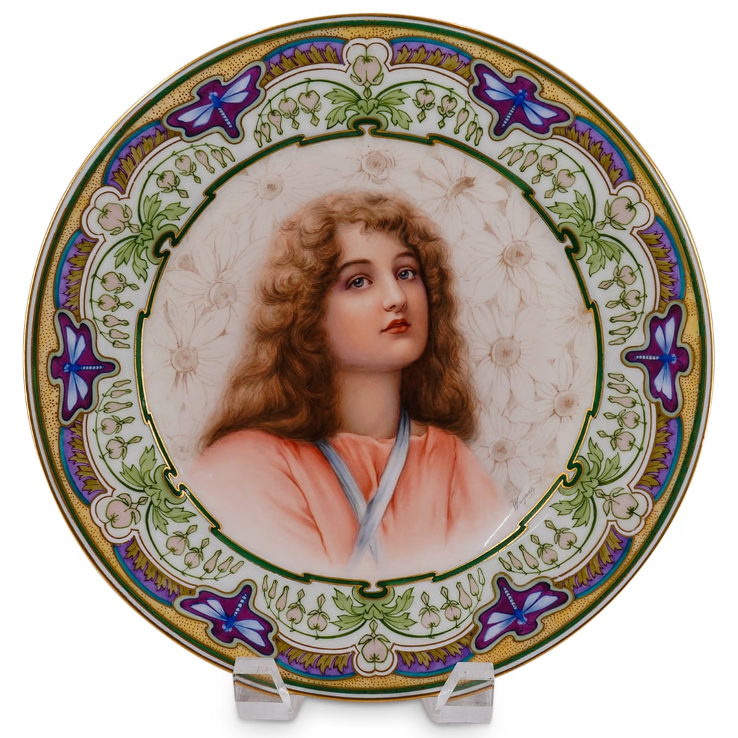 Art Nouveau Royal Vienna Woman In Pink Portrait Plate (1 of 6)
