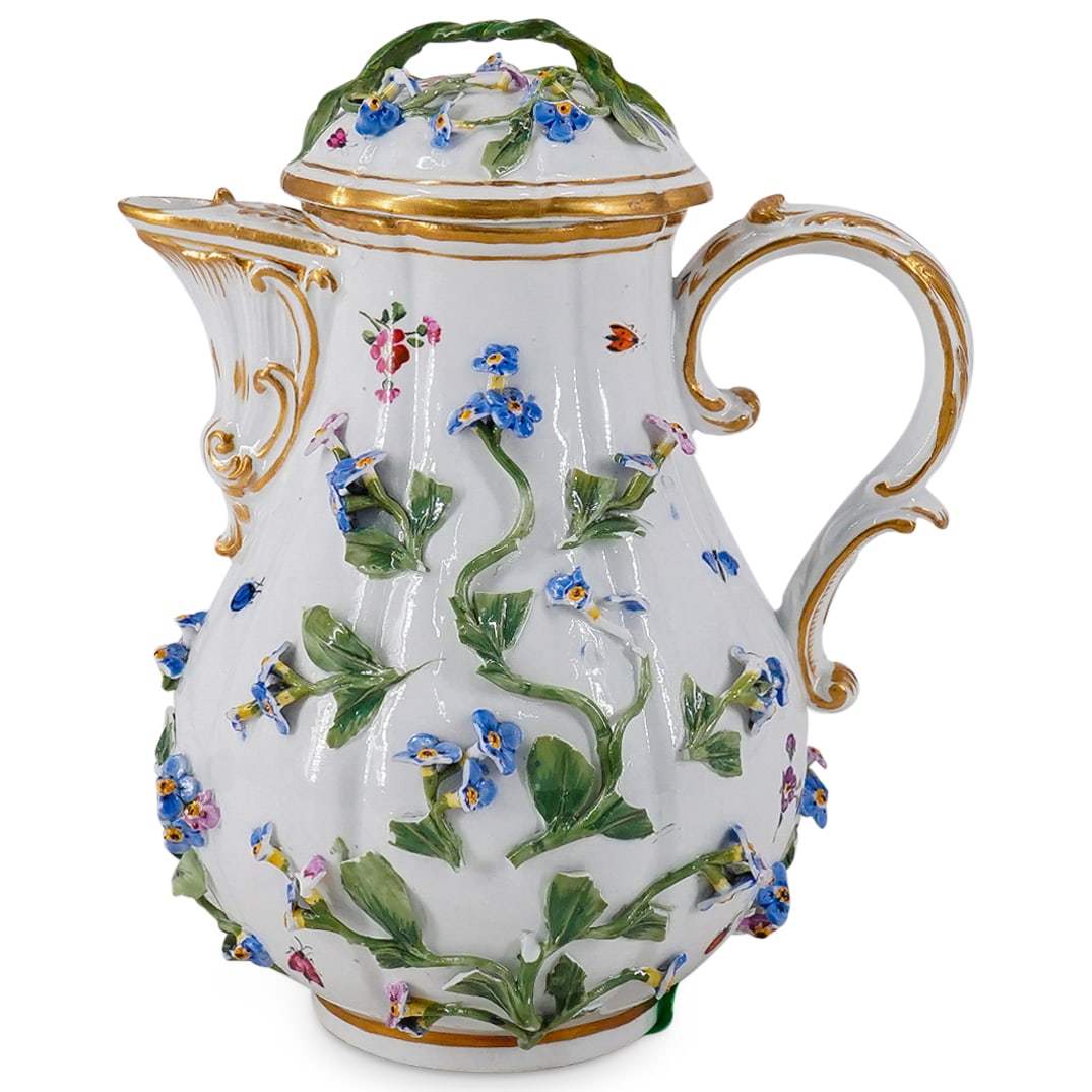 Antique Meissen "Forget-Me-Not" Flower-Encrusted Porcelain Demitasse Coffee Pot (1 of 13)