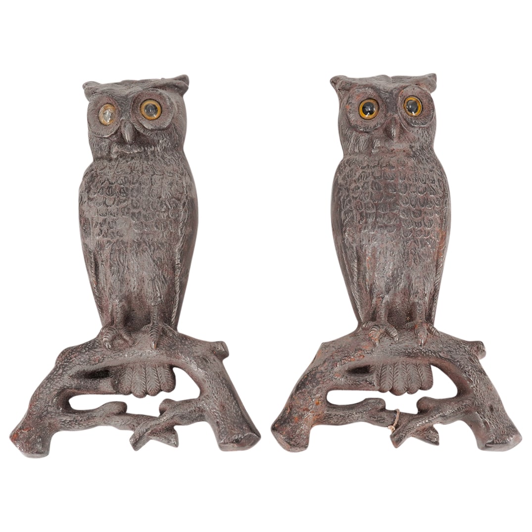 Antique American Cast Iron Owl Andirons (1 of 8)