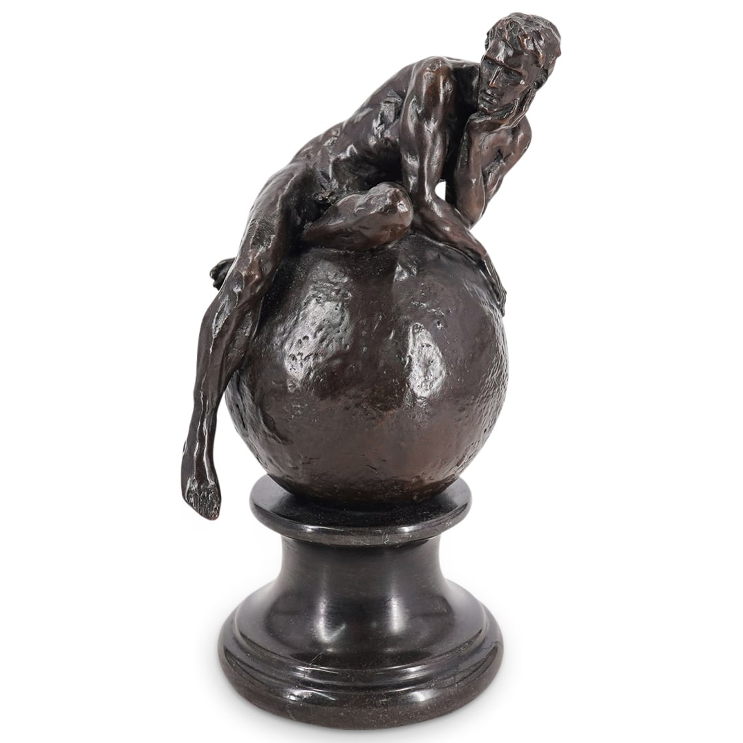 Pierre Felix Fix Masseau (French, 1869–1937) Man On Globe Bronze Statue (1 of 7)