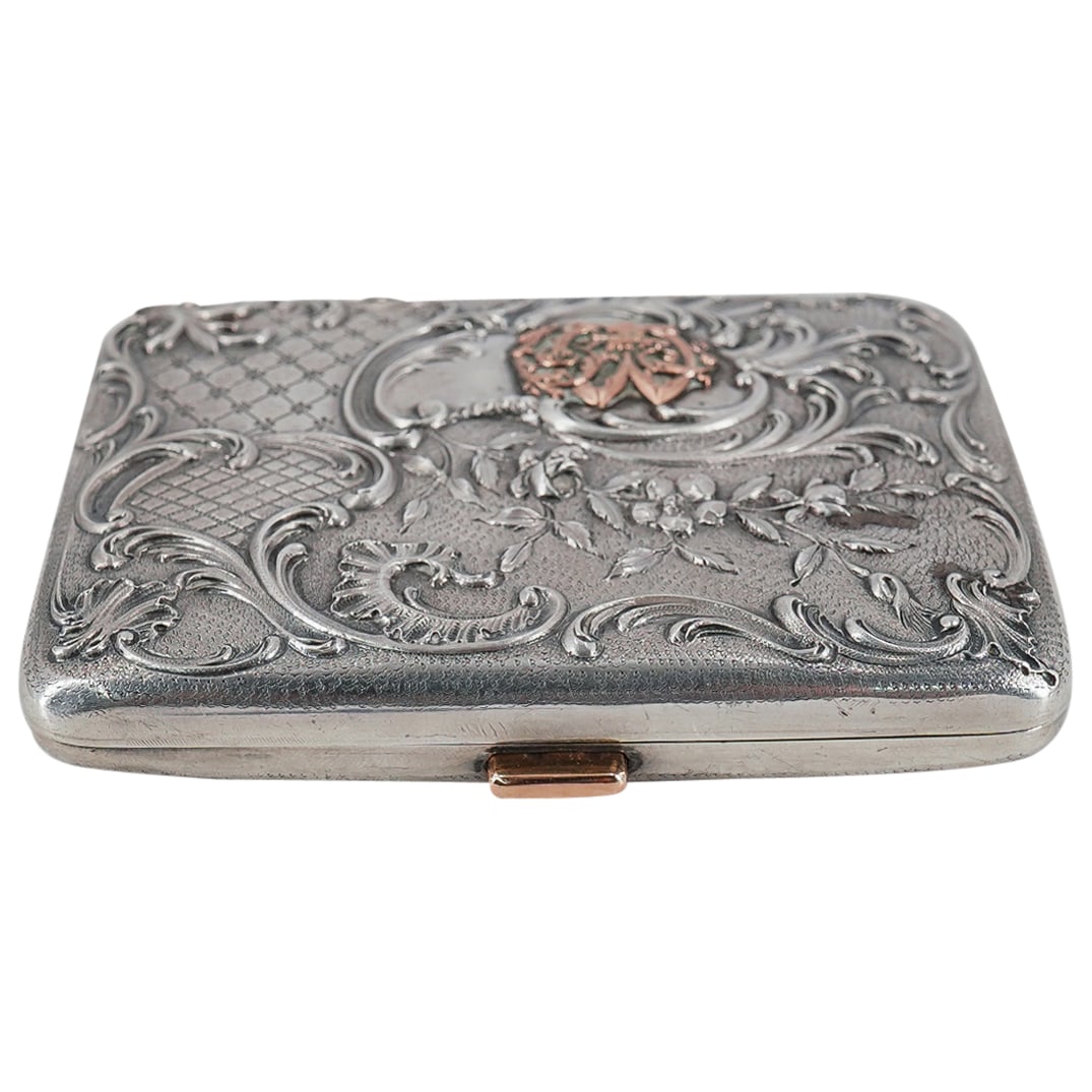 Antique French Silver & Gold Repousse Cigarette Case (1 of 8)