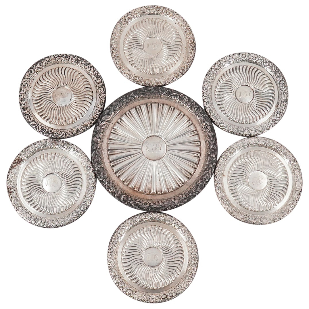 (7 Pc) Antique Gorham Sterling Silver Coasters (1 of 10)