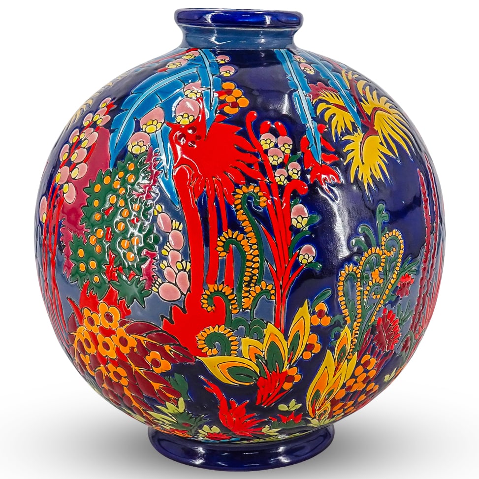 Longwy Enameled Faience Vase (1 of 7)