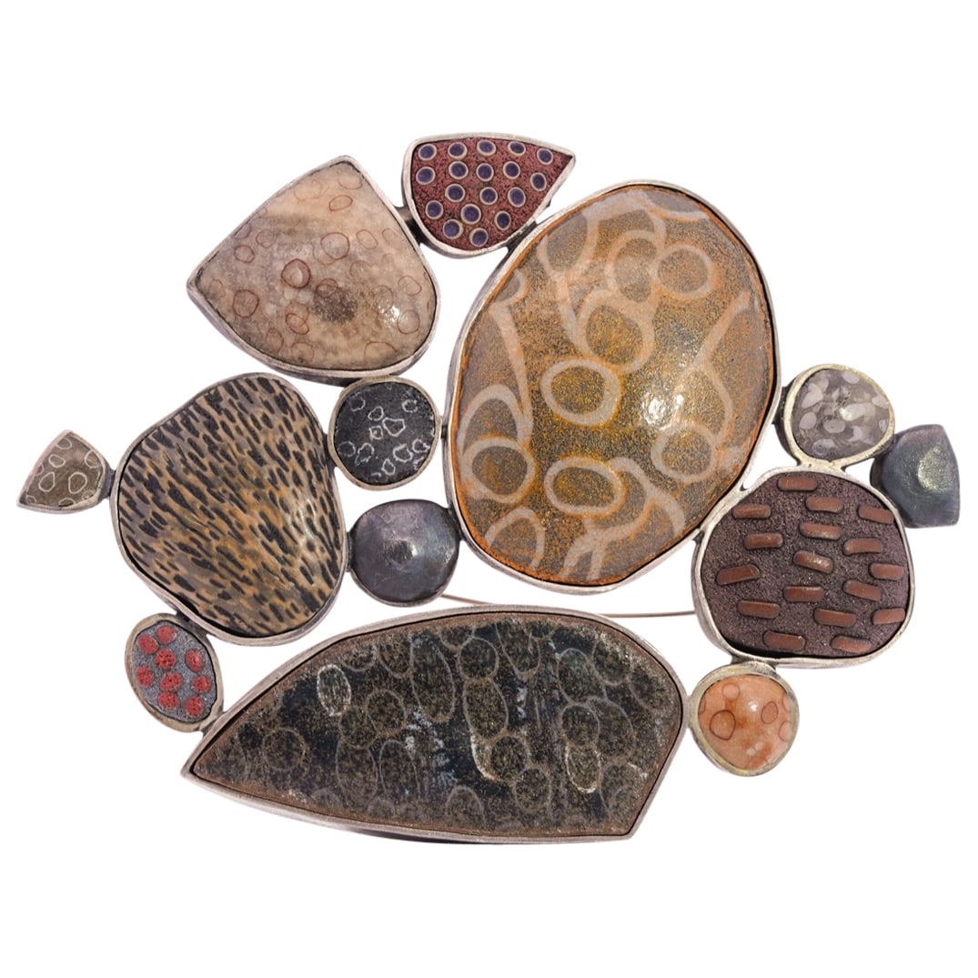 Ford Forlano Sterling Silver and Polymer Clay Brooch (1 of 6)