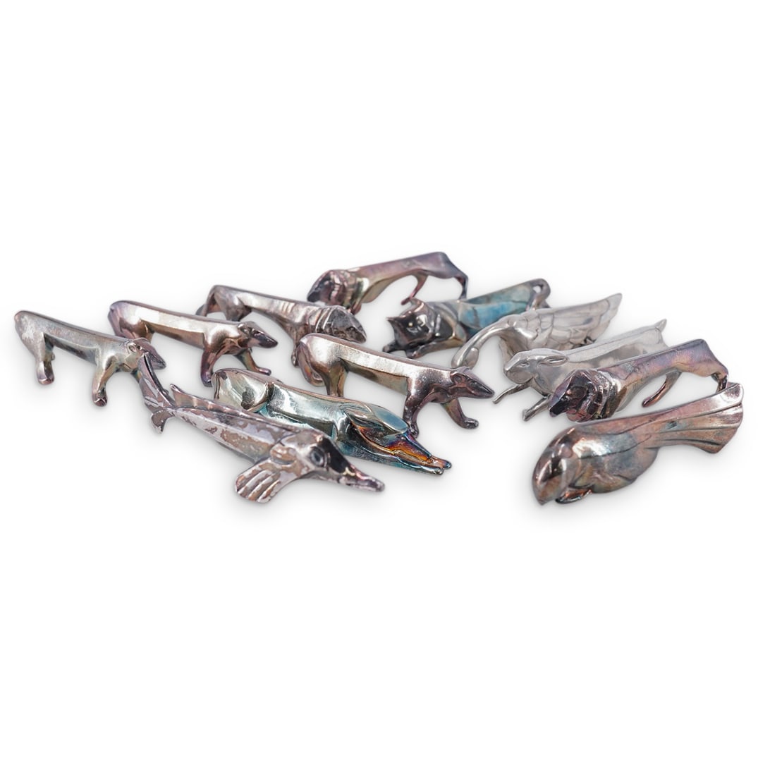 (12 Pc) Art Deco Silver Plate Knife Rests By Sandoz for Gallia Christofle, 1930 (1 of 17)