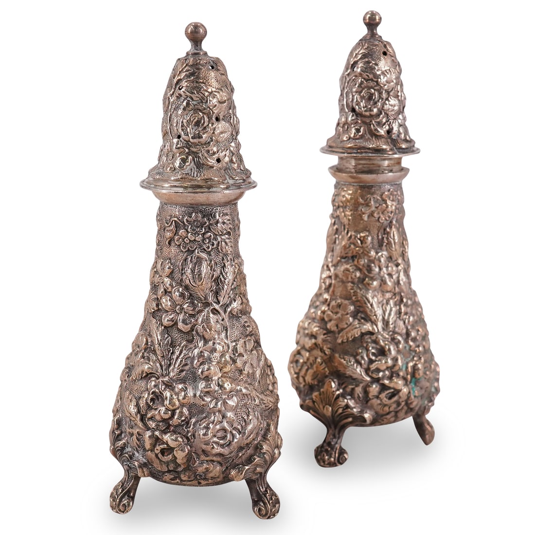 (2 Pc) Stieff Sterling Silver Footed Salt & Pepper Set (1 of 8)