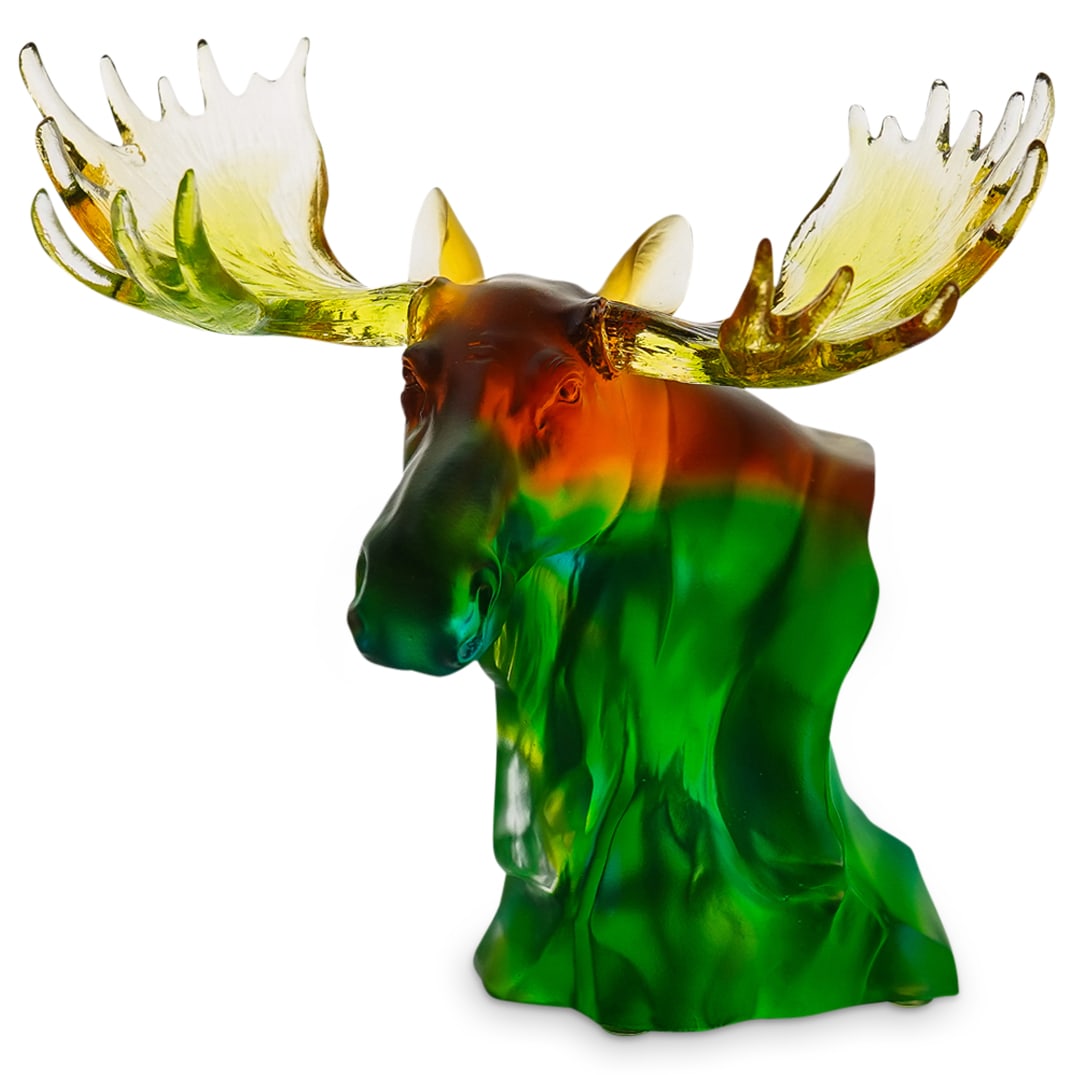 Beau Verre Limited Edition Moose Sculpture: DESCRIPTION: Beau Verre Limited Edition Moose Sculpture. Beau Verre by Fitz and Floyd. This is a Fitz and Floyd Limited Edition Moose Sculpture from its Beau Verre Crystal Art Collection. Signed with