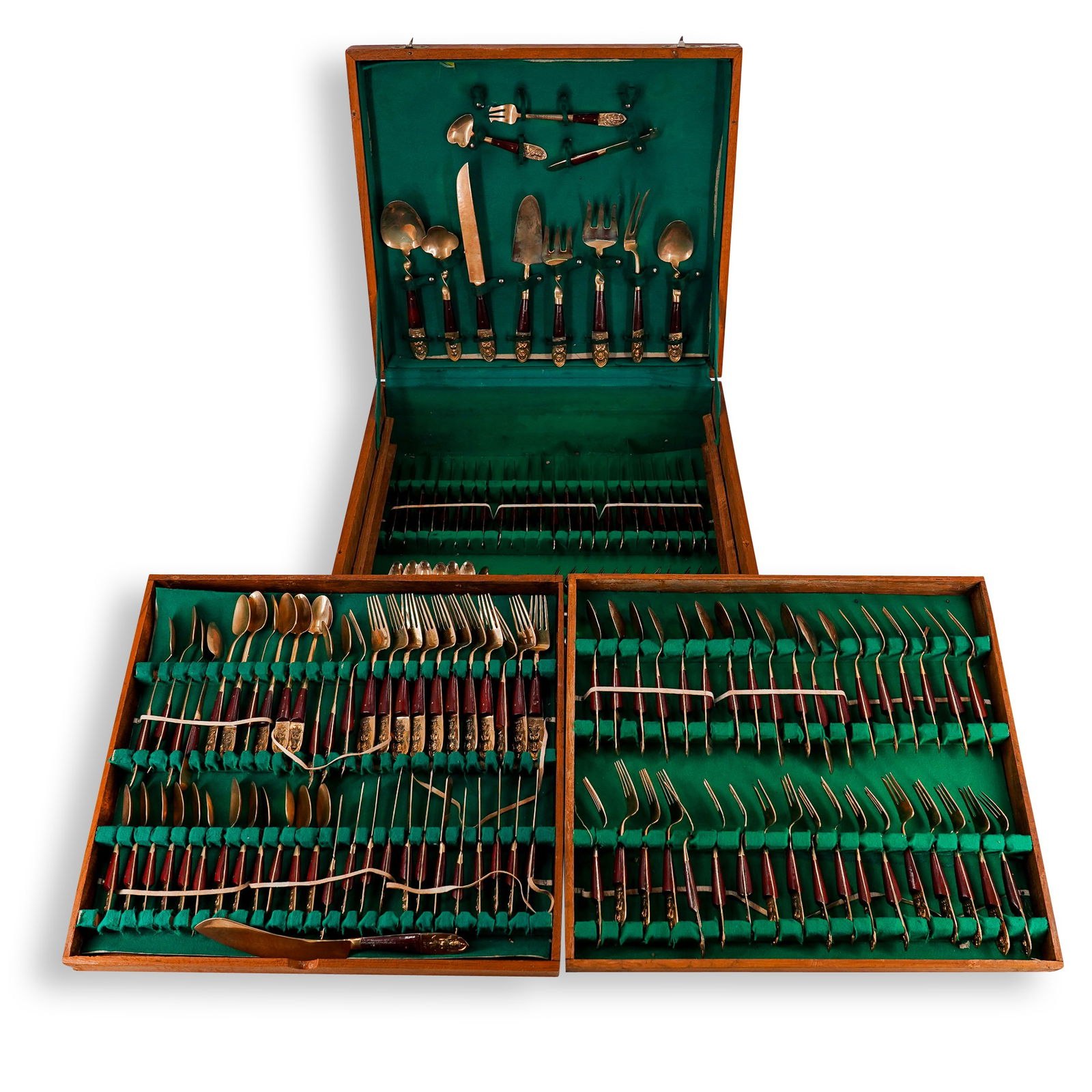 (144 Pc) Vintage Siamese Flatware Set In Fabric Lined Wooden Box (1 of 20)