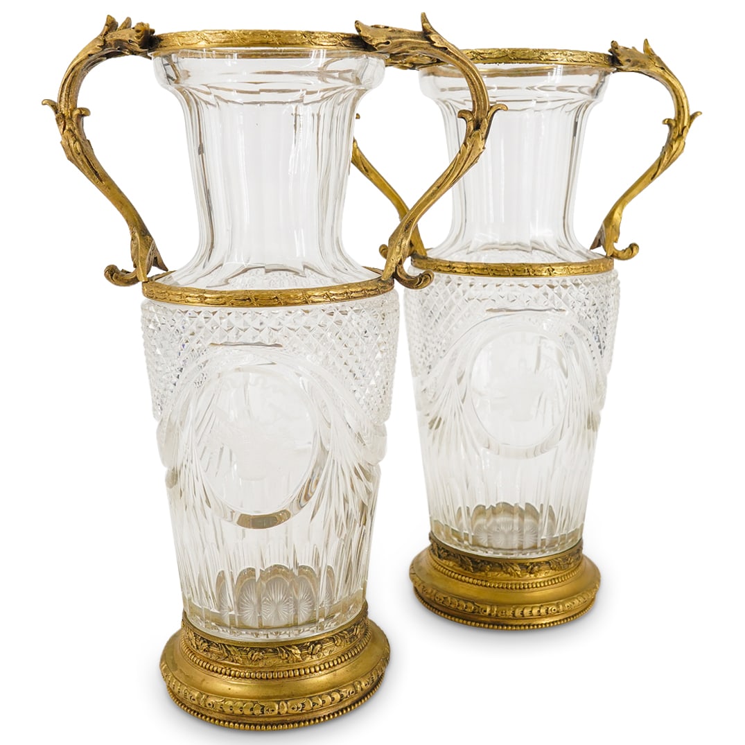Pair Of Baccarat Crystal & Gilt Bronze Vases (1 of 15)