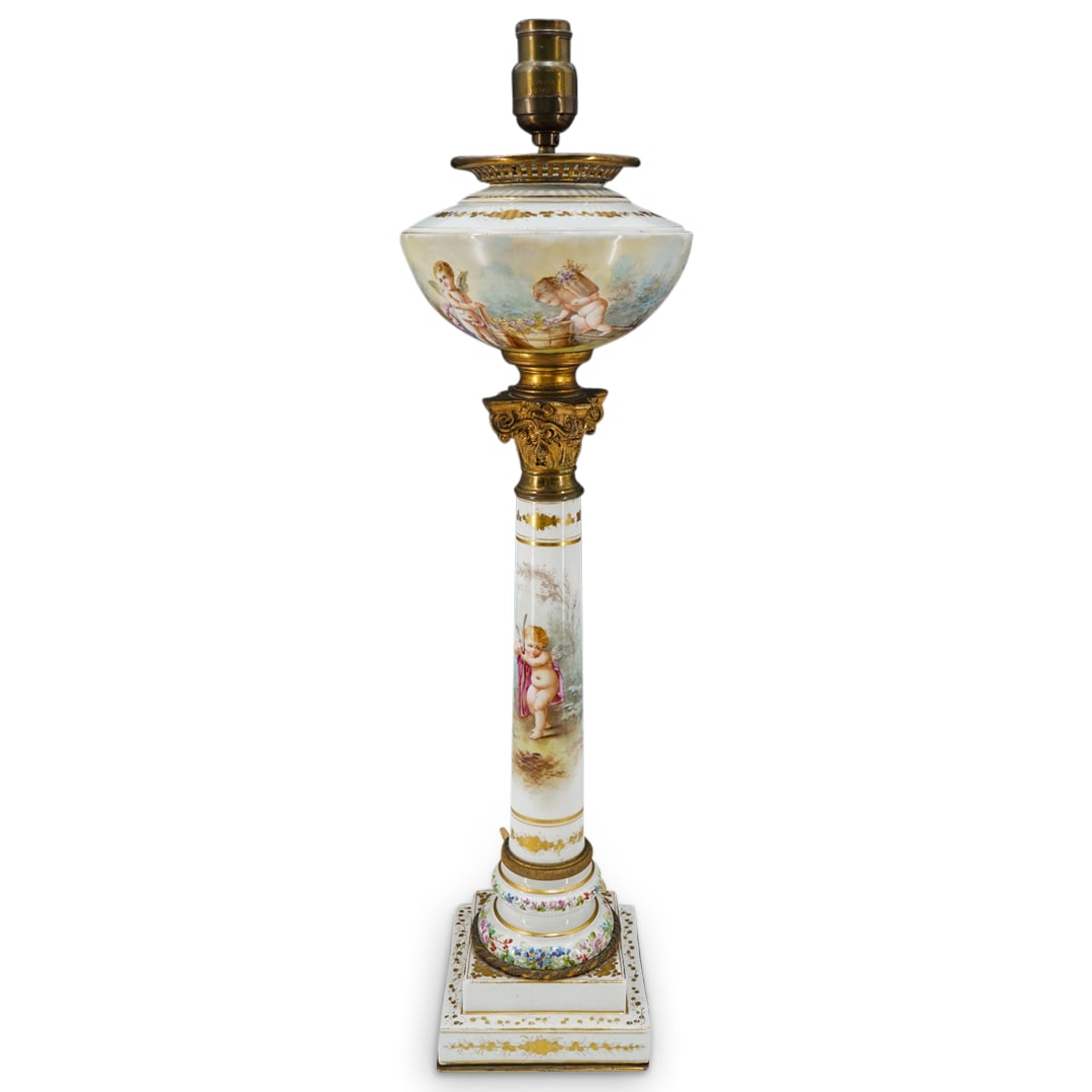 Antique Sevres Porcelain Table Lamp W/ Baccarat Shade (1 of 16)